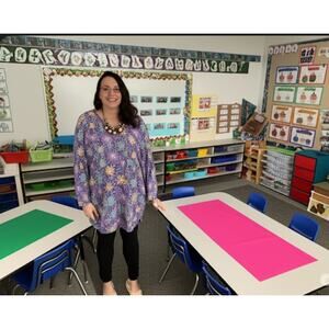 NWOT LuLaRoe Everyday Irma Mid Sleeve Loose Fit Tunic Top Purple Blue Yellow XL‎